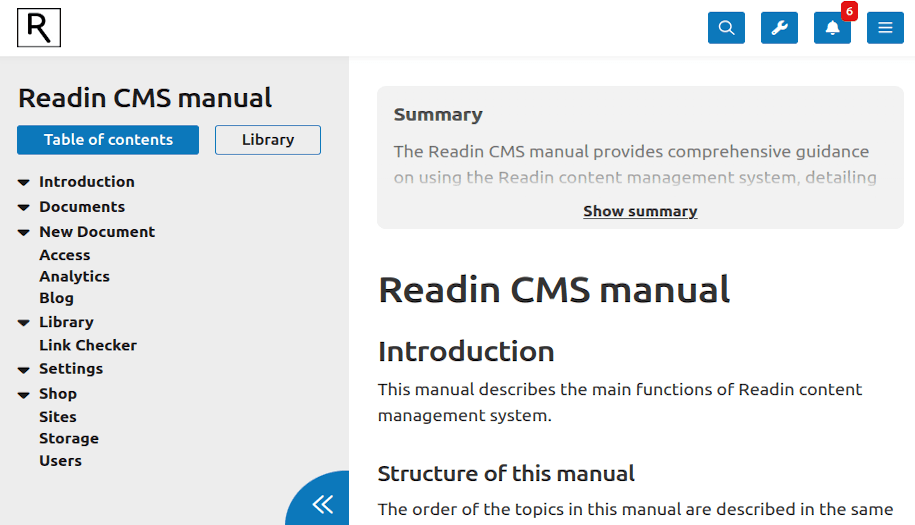 Document summary generated by Readin AI